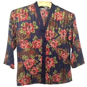 Vintage Victorias Secret Gold Label Sheer Floral Robe Sleep Shirt Lingerie M